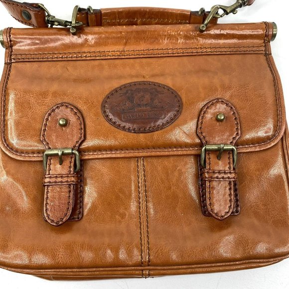 Vintage Carlo Rino Satchel Crossbody Handbag Purse Brown Leather Magnetic Snap - Picture 2 of 7